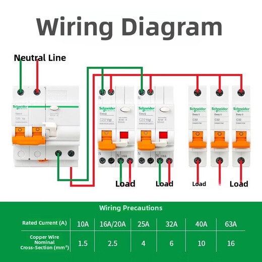 Schneider Ea9 series air switch 2P with leakage protector 1P/3P/4P main switch 63A small circuit breaker 25A 4p