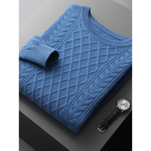 Business und lässige Strickjacke runden Nackenpullover-Pullover losen verdickter Jacquard-Strick-Basishemd Kaschmir weiß L 140-160jin [Jin gleich 0,5 kg]
