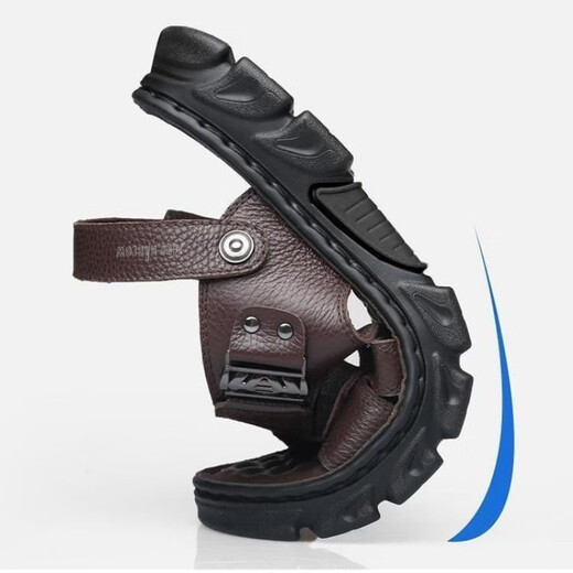 He Jiagong soft sole men's sandals summer waterproof non-slip soft sole wear-resistant beach shoes thick sole sandals and slippers brown 39