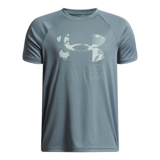 Under Armor Boys Tech Hybrid Print Short Sleeve T-Shirt, (587) Jasper Blue // Snake (587) Jasper Blue // Snake Medium
