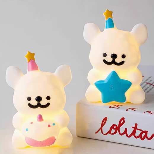 Birthday Gift Cute Line Puppy Night Light Happy Birthday Star Creative Atmosphere Light Holiday Desktop Ornament Pink Line Puppy Night Light 1 Pack No Specifications