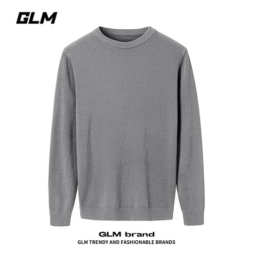 GLM crew neck sweater men's autumn and winter trendy knitted sweater men's casual bottoming sweater men's black L