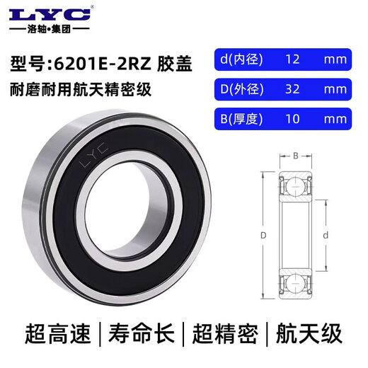 Luozhou/LYC 6201E-2RZ caucho sellado 12*32*10 lista de modelos de rodamiento rígido de bolas