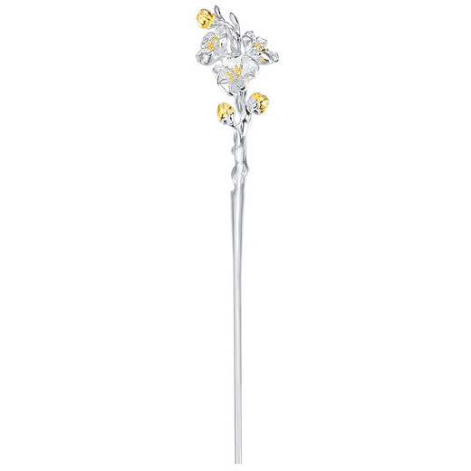 KZD Old Phoenix 999 Sterling Silver Twelve Flower Gods New Chinese Style Hairpin Simple Hairpin Disk Hair Hanfu Hair Accessories November Camellia (excluding tassels)
