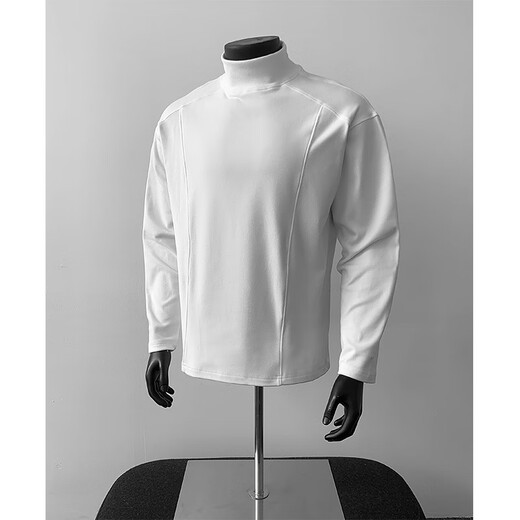 Junyin Half Turtle Collar German Velvet Bottoming Shirt Men's Spring and Autumn Long Sleeve T-Shirt Men's Warm Mid-Collar Slim Fit Top Deconstructed Sweatshirt Light Gray XL