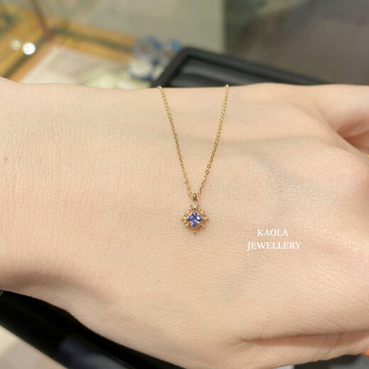 DL 1998 Fat Dong Lai Same Style Tanzanite Necklace 10K Gold Violet Flower Necklace for Women Accessible Luxury Antique Silver Violet Flower Tanzanite Necklace