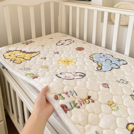 牛奶绒床垫宝宝小褥子冬季加绒拼接床软垫儿童幼儿园睡垫婴儿褥子 小猫咪【加绒加厚/可水洗/不掉毛】 80*180cm