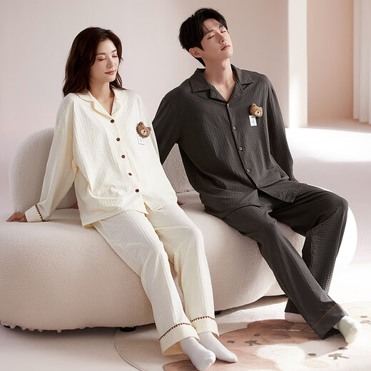 
Delia couple pajamas for women in autumn and winter pure cotton 2025 new long-sleeved cartoon men can wear home clothes spring suit for men 25036 L women (recommended 100-120 Jin [Jin equals 0.5 kg])