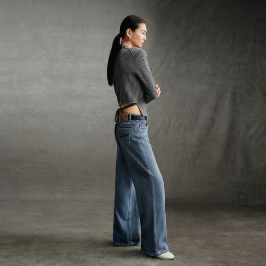 Enos Eshi shopping mall same style 2025 winter new 100% sheep wool half turtleneck sweater for women 41018005 smoke gray M