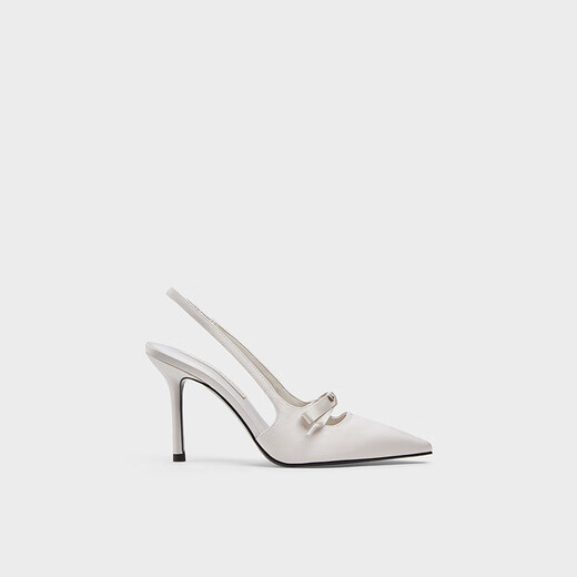CHARLES&KEITH缎面蝴蝶结尖头高跟凉鞋女生日礼物新年礼物送女友CK1-60361556 Light Grey浅灰色 37