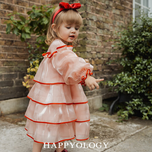 Happyology British Children's's NOUVEAU AUTOMNE ET JUPT CONTRASTIONNEUR D'HIVER POUR LES GABLES GABLE GALES ROBE ROBLE ORANGE ROSE 110 (112 cm)