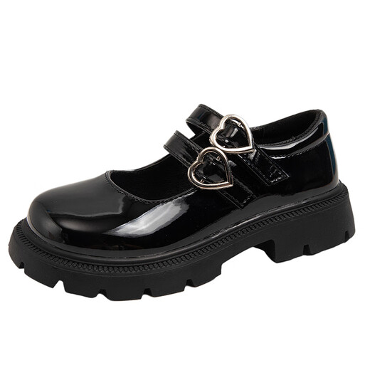 G.duck Girls Fashion Black Leather Shoes Performance Shoes Princess Glossy Student Soft Sole Comfortable Children's Shoes BS-Black Glossy 913 (Comfortable Soft Sole) 26 Inner Length 16.3cm