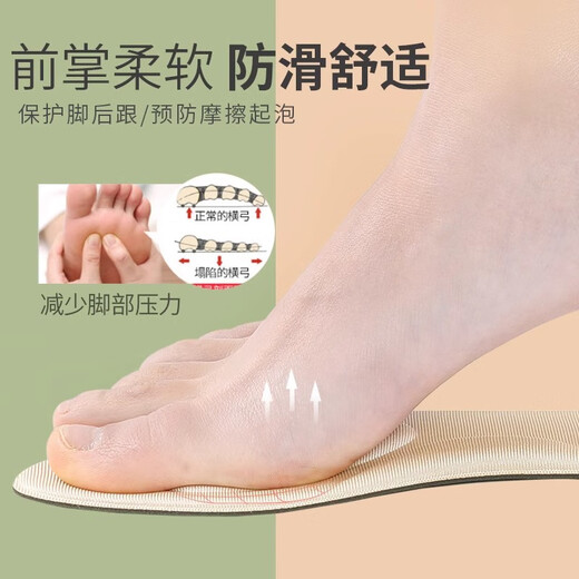 COSMICKISS high-heeled shoes pads for women with heel-stick shoes have been changed to small soft elastics to prevent heel falling and pain, super soft elastic sweat-absorbing and anti-wear forefoot pads, beige 2 pairs, loafers/high heels/not tired after standing for a long time