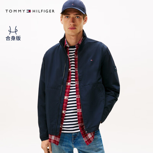 TOMMY HILFIGER casual stand collar 25 autumn and winter new men's trendy sports trim pocket business executive jacket navy blue DW5 L (recommended 150-165Jin Jin equals 0.5kg)