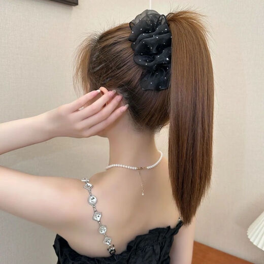 Spring and Autumn New Style Mesh Pleated Hair Large Clip, High-end, Elegant, Fashionable, Tender and Sweet Hair Clip for Women, Gypsophila Clip 13cm 1pc