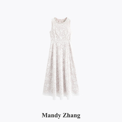 Mandy Zhang White Moonlight Heavy Industry White Lace Kleid Frauen High-End Light Luxury Engagement Kleid Langes Rock Eiweiß-Long-Kleid (Perle Diamond) s