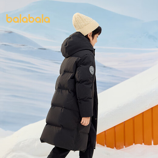 Balabala children's down jacket mid-length winter thickened coat for boys and girls 2025 hooded parent-child wear warm, windproof and water-repellent