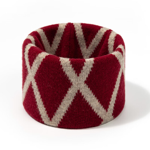 Da Vinci password pure wool knitted hat scarf dual-purpose autumn and winter 2025 new fashion scarf for women warmth to give girlfriend gift dark red 27cm*25cm