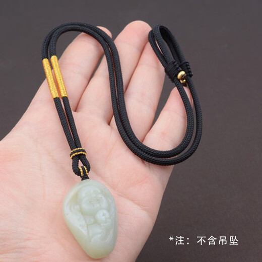 Fannitu high-end hand-woven pendant lanyard hanging neck necklace rope men and women Pixiu jade pendant Buddha pendant rope black adjustable - about 3mm thick