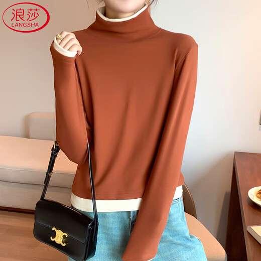 Langsha fake two-piece bottoming shirt for women in winter 2025 new German velvet warm and slim fit inner high-neck long-sleeved top