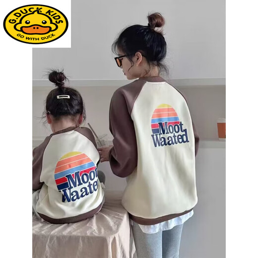 G.duck different parent-child outfits for a family of three mother and daughter 2025 new special parent-child outfits mother-child spring and autumn sweatshirts hit the street purple spring and autumn 150