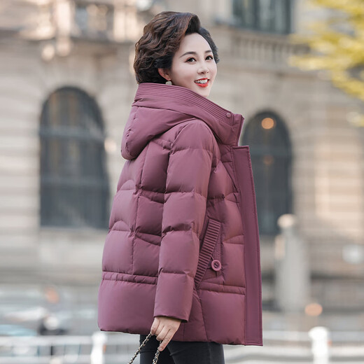 YAYA middle-aged mother winter fashion short down jacket 2025 new middle-aged and elderly winter temperament hooded coat for women