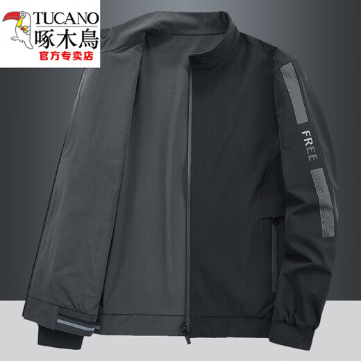 Woodpecker (TUCANO) 2023 Spring New Double-Side Jacket Men's Stand Collar High-End Business Casual Men's Spring and Autumn Jacket Trend Spring and Autumn Double-Side Wear (6626-Dark Gray) L