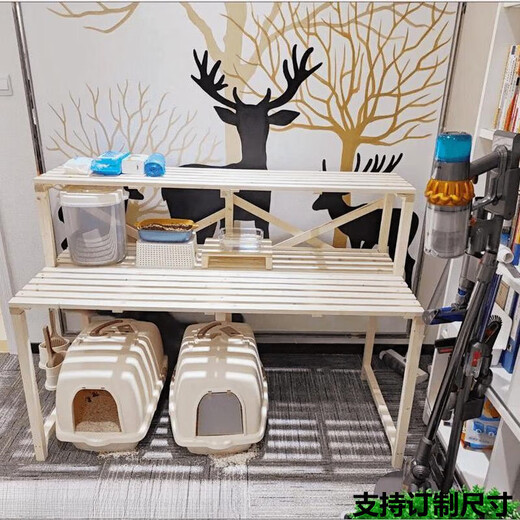 OYKTN实木花架猫砂盆置物架多层猫爬架宠物用品收纳阳台阶梯猫窝架猫咪 长90cm宽50cm高100cm