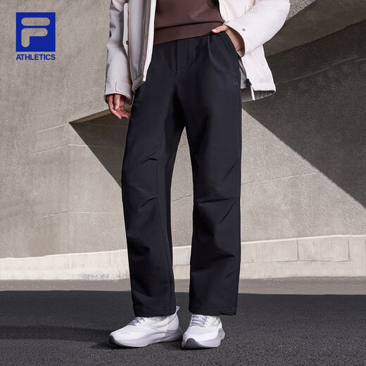 FILA woven trousers for men 2025 autumn new fitness sports loose cuff overalls paratrooper pants plus velvet black-BK L 175/84A/L