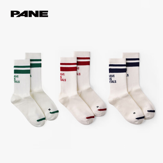 PANE-socks men's and women's mid-calf socks one-size-fits-all sports white breathable casual versatile stockings autumn and winter new green&white+black&white+r one-size-fits-all