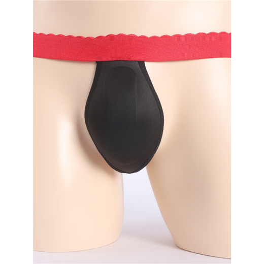 Huaiyi 3D three-dimensional cup thong men's sexy underwear sponge padded T-shaped shorts elastic low-waisted single thong shorts red one size fits all - recommended 90-170 Jin Jin equals 0.5 kg