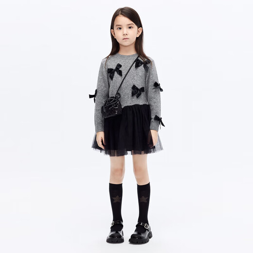 Little MO&Co. New Year's greetings clothing containing wool children's clothing New Year girls sweater mesh dress children's skirt