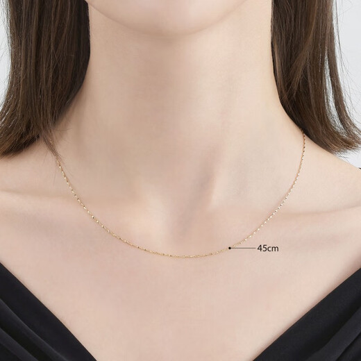 Chow Sang Sang Gypsophila 18K Gold Necklace Versatile Plain Chain Women's Clavicle Chain 03817N18KY45cm