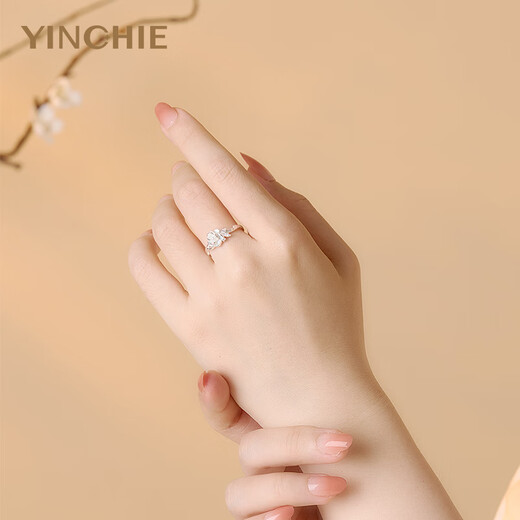 Gin Chie Swarovski zirconium 999 sterling silver ladies camellia ring light luxury commemorative birthday gift for girlfriend and wife