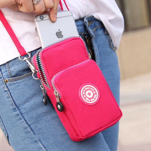 Small bag mini running arm bag mobile phone bag women's crossbody wrist bag hanging bag ultra-thin middle-aged mother and the elderly black-2 layers