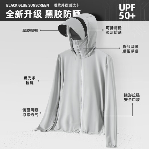 He Jiagong summer ice silk sun protection clothing for men 2025 new UV thin breathable sun protection clothing outdoor fishing jacket trendy dark gray L L90-120Jin Jin equals 0.5 kg