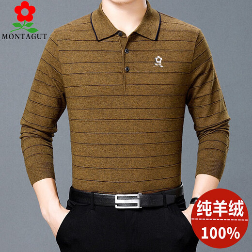 Montagnard pure cashmere sweater men's autumn and winter new long-sleeved T-shirt middle-aged and elderly dad wear bottoming shirt sweater business wear black 4XL 190 size (190-205Jin Jin equals 0.5 kg to wear)