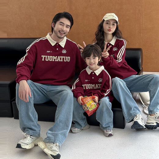 G.duck little yellow duck children's clothing parent-child clothing sweatshirt spring and autumn suit for a family of three or four, mother and daughter clothing for taking family photos Embroidery Academy polo 165 S