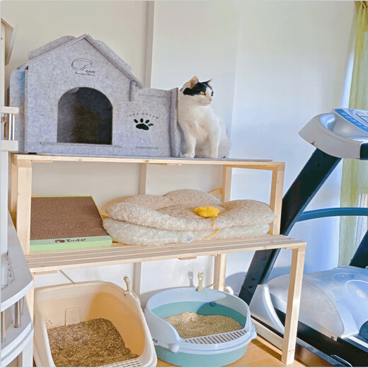 OYKTN实木花架猫砂盆置物架多层猫爬架宠物用品收纳阳台阶梯猫窝架猫咪 长90cm宽50cm高100cm