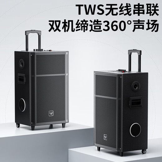 Newmine N528 15-inch square dance Bluetooth speaker high-power outdoor mobile portable trolley home karaoke high-volume wireless audio super long battery life dual microphone 15 speakers