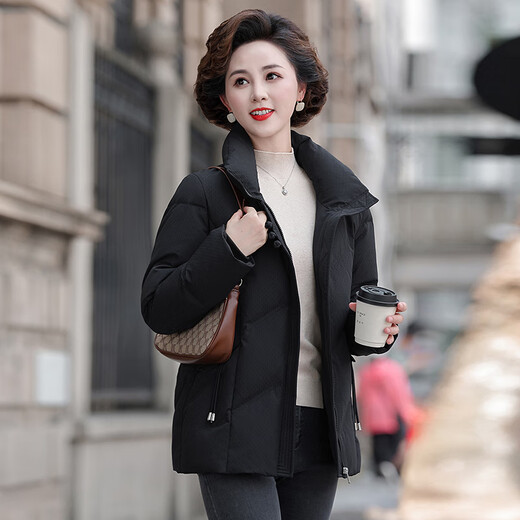 YAYA (YAYA) winter short style down jacket for women 2025 new style small stand-up collar mom fashionable slim jacket trendy