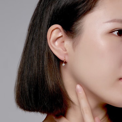 Trendy Acer round flash 18K gold diamond earrings color gold earrings fashion high-end birthday gift for girlfriend red 18K single style