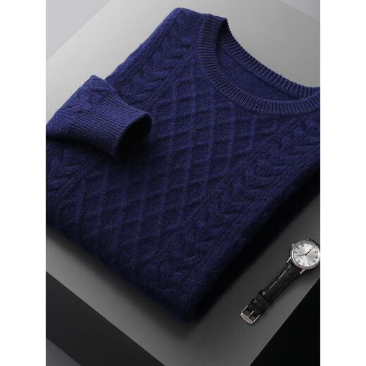 Business und lässige Strickjacke runden Nackenpullover-Pullover losen verdickter Jacquard-Strick-Basishemd Kaschmir weiß L 140-160jin [Jin gleich 0,5 kg]