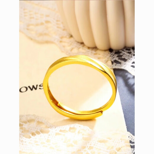 Reza 2025 new gold Möbius ring ring for men and women plain gold wedding ring imitation gold ring for girlfriend 0.86g