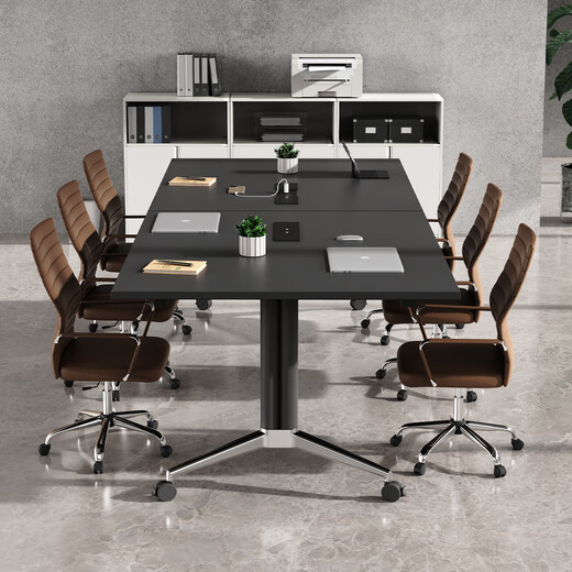 迈亚家具折叠会议桌可移动长条桌移动拼接折叠桌多功能大书桌培训桌包送装 1.6*0.8米 商务黑【无插排】包安装