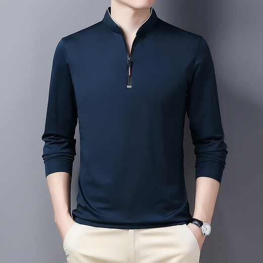 Goldlion Autumn Autumn Middle-E-E-E-E-E-E-ENCELA Camiseta de manga larga Sweater Collar Sweater Half Zipper Camisa de otoño Bottom Dad Spring y Autumn Fin Camiseta Negra 6623 14xl (165)