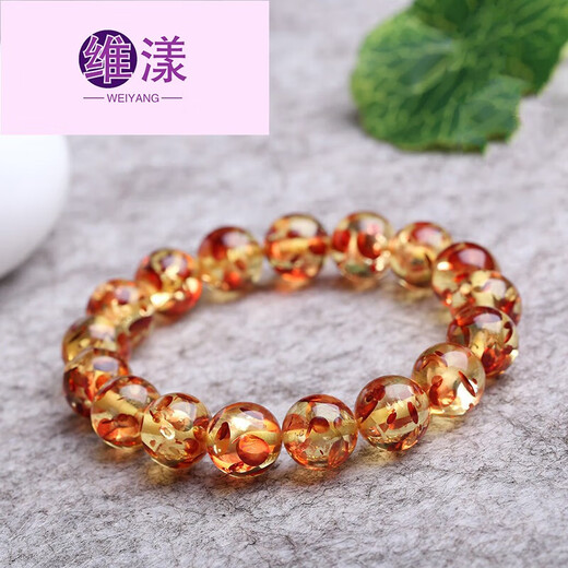 Weiyang beeswax bracelet, amber bracelet, flower amber bracelet with national inspection certificate, men and women, 20mm, 0g