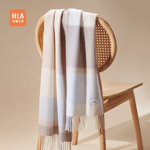 Heilan House women's scarf pure wool fashion warm autumn and winter atmosphere cold protection gift box warm sand brown 164*30cm