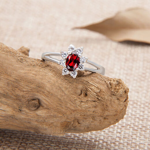 Shimei Ruby Sterling Silver Pendant Earrings Ring Bracelet Set Women's 925 Silver Inlaid Garnet Ruby Necklace Pendant