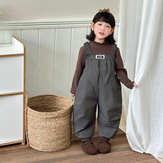 G.DUCKKIDS Little Yellow Duck Children's Clothing Children's Down Pants Girls' Pants Winter White Duck Down Thickened Overalls Cold Resistant Warm Trousers Gray 120 Recommended 110-120cm6-7 years old